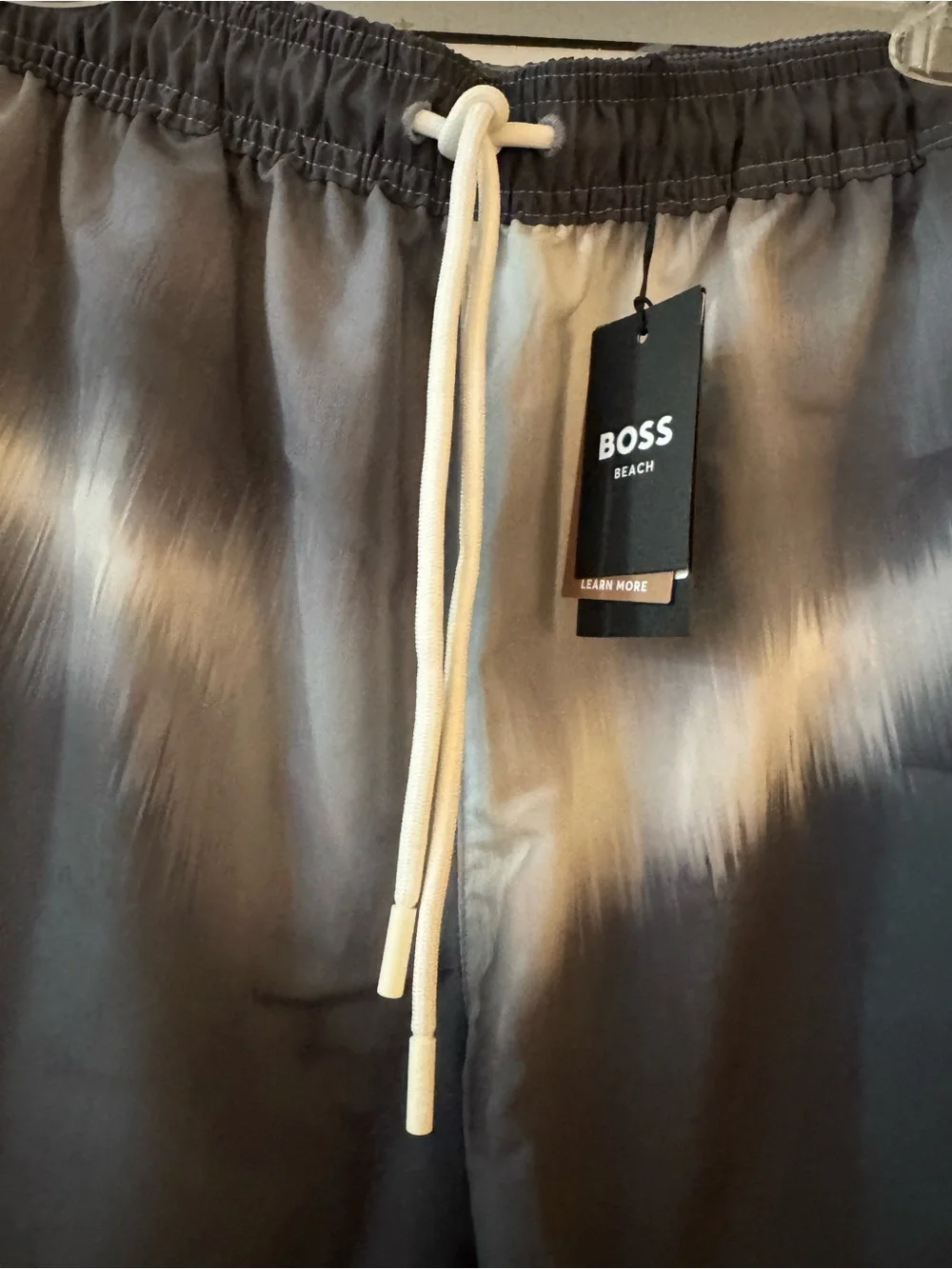 Hugo Boss Gray Swim Trunks with White Accent